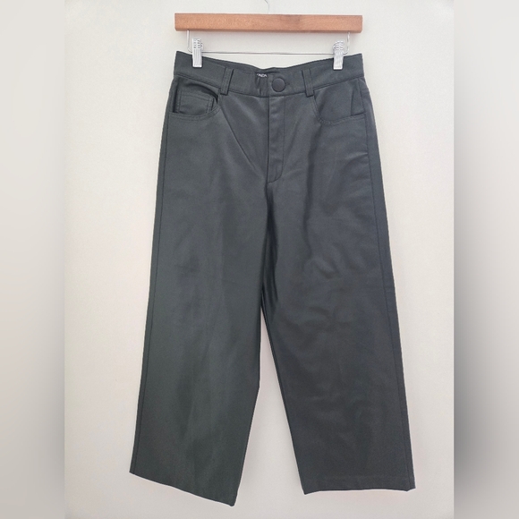 Zara Hunter Green Faux Leather Wide Leg Pants – Size M - Picture 1 of 4